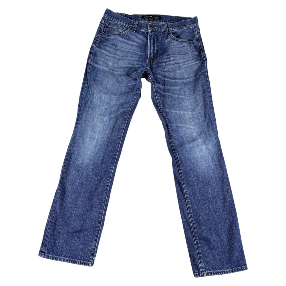 Big Star Division Straight Jeans Mens 33R Blue Washed Faded Straight Stretch
